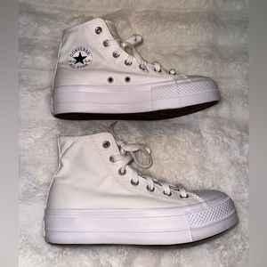 Custom made all white platform Converse.